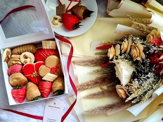 Valentines Sweets Box with Preserved Roses